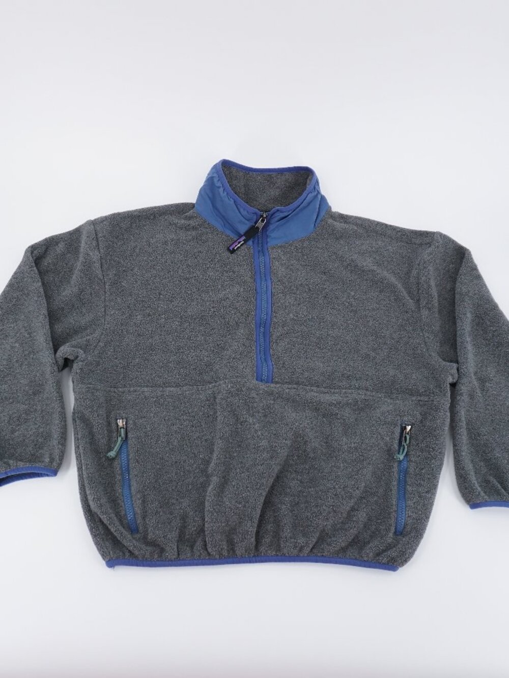 Patagonia Gray Fleece Pullover with Blue Trim